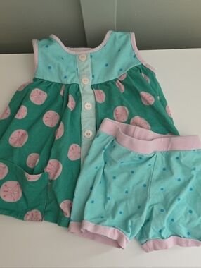 Sweethoney 3t smocked summer sand dollar seashell outfit set Beach Vacation